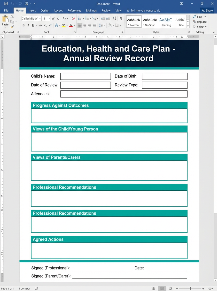 EHC Annual Review Record